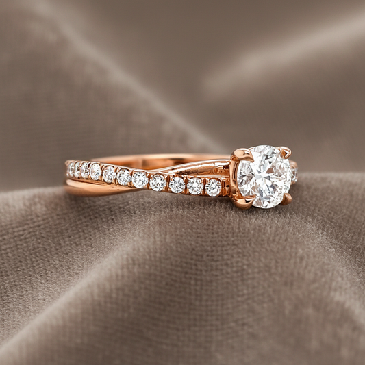 "ENGR03408" Round Diamond Engagement Ring With Twist Pave Design