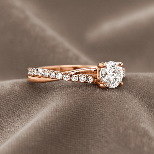 "ENGR03408" Round Diamond Engagement Ring With Twist Pave Design