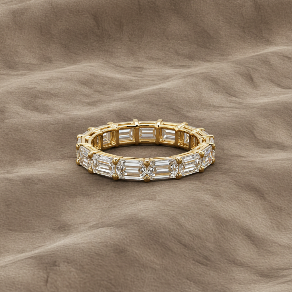 4.66 carat Lab Grown Diamond 30048~Emerald Cut Eternity Band - East To West Set