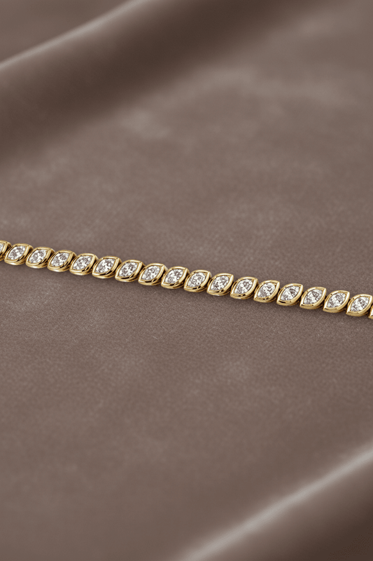 Natural Diamond Marquise Cut Bezel Set Tennis Bracelet BRAC10117~ 3.95 carats 18K Yellow Gold