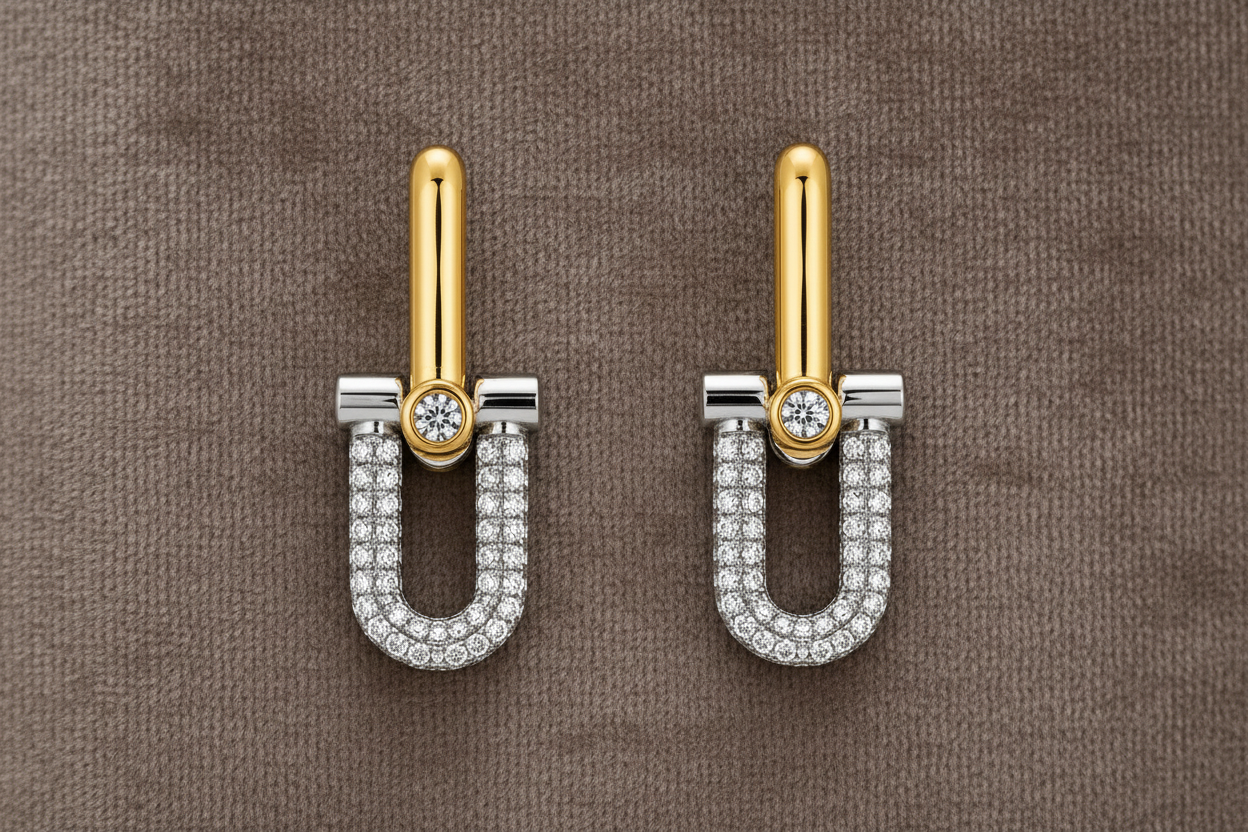 Jasmine Pavé Diamond Link Earrings ~ 18K Yellow Gold