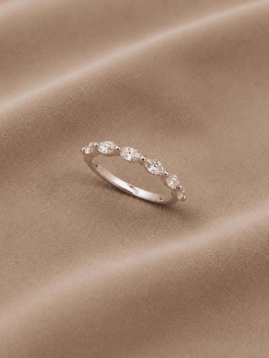 0.60 carat Lab Grown Diamond RINGS1104~Marquise Cut 7 Stones Ring East to West Set