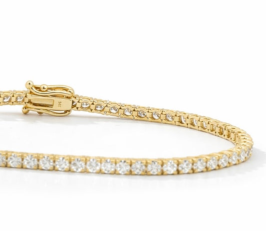 Lab Diamond~ BRAC10237 14K Yellow Gold Round Brilliant Cut Tennis Bracelet