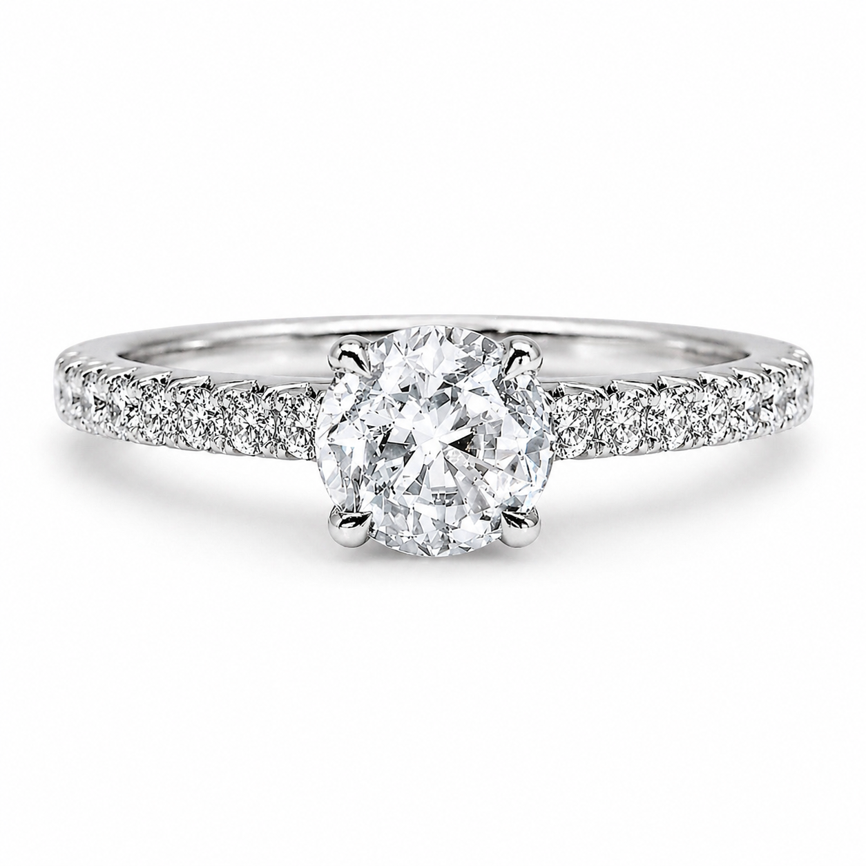 "ENGR03194" Diamond Pave Engagement Ring 18K White Gold