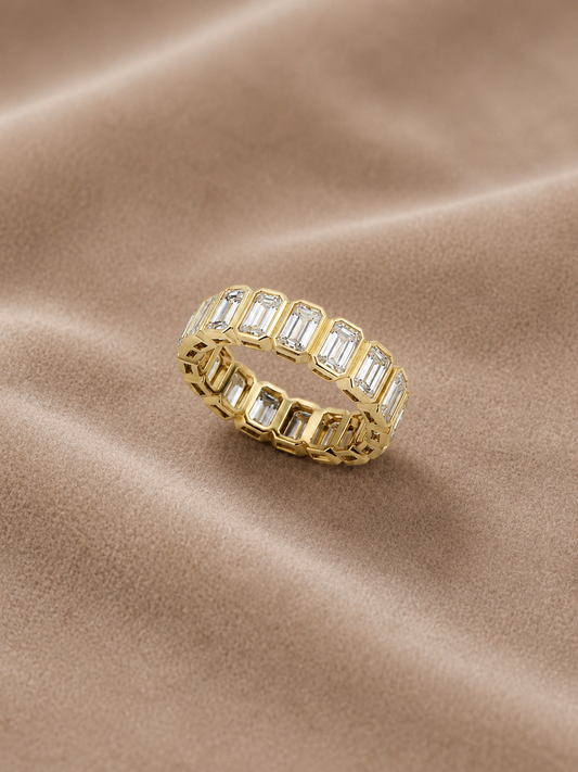 4.83 carat Lab Grown Diamond ETNBD01097~Emerald Cut Bezel Set Eternity Band