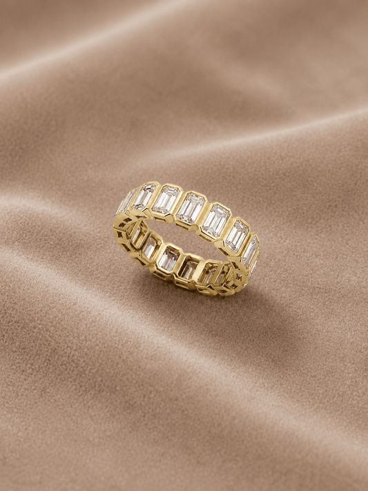 4.83 carat Lab Grown Diamond ETNBD01097~Emerald Cut Bezel Set Eternity Band