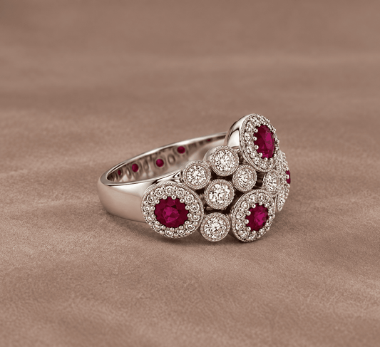 18K White Gold ~ 1.06 Carat Ruby Ladies Diamond Ring