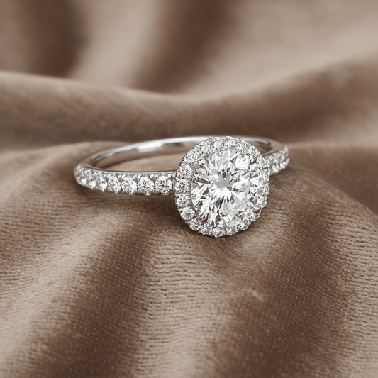 "ENGR03112" Round Cut Pave Halo Diamond Engagement Ring