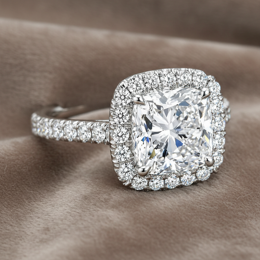 "ENGR03244" Platinum Cushion Cut Engagement Ring