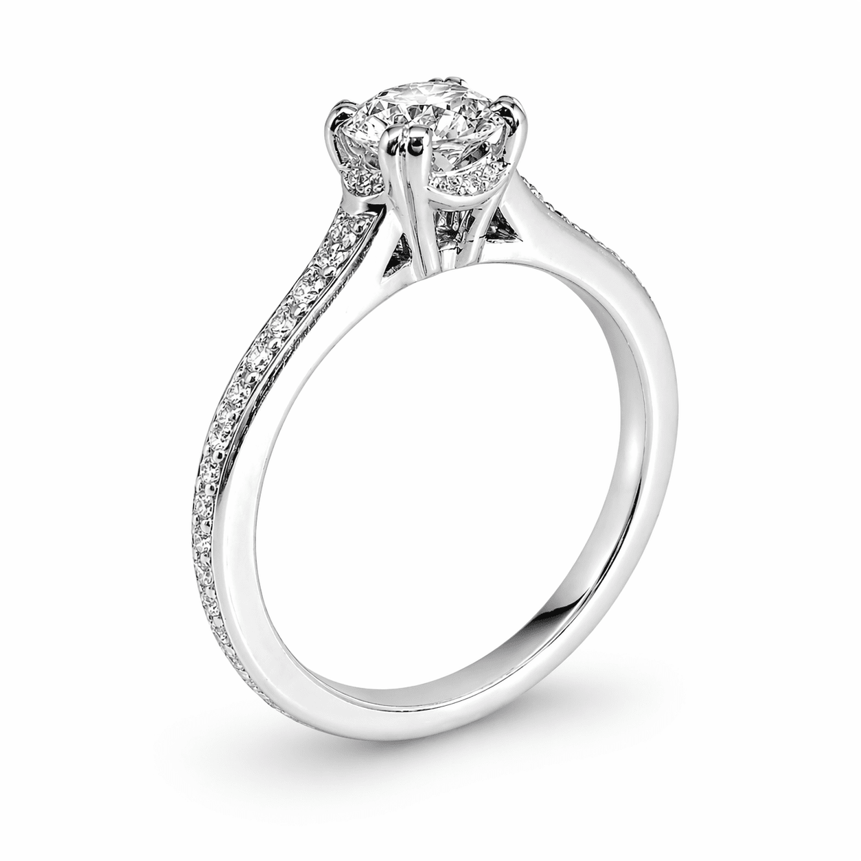"ENGR03221" Platinum Round Engagement Ring
