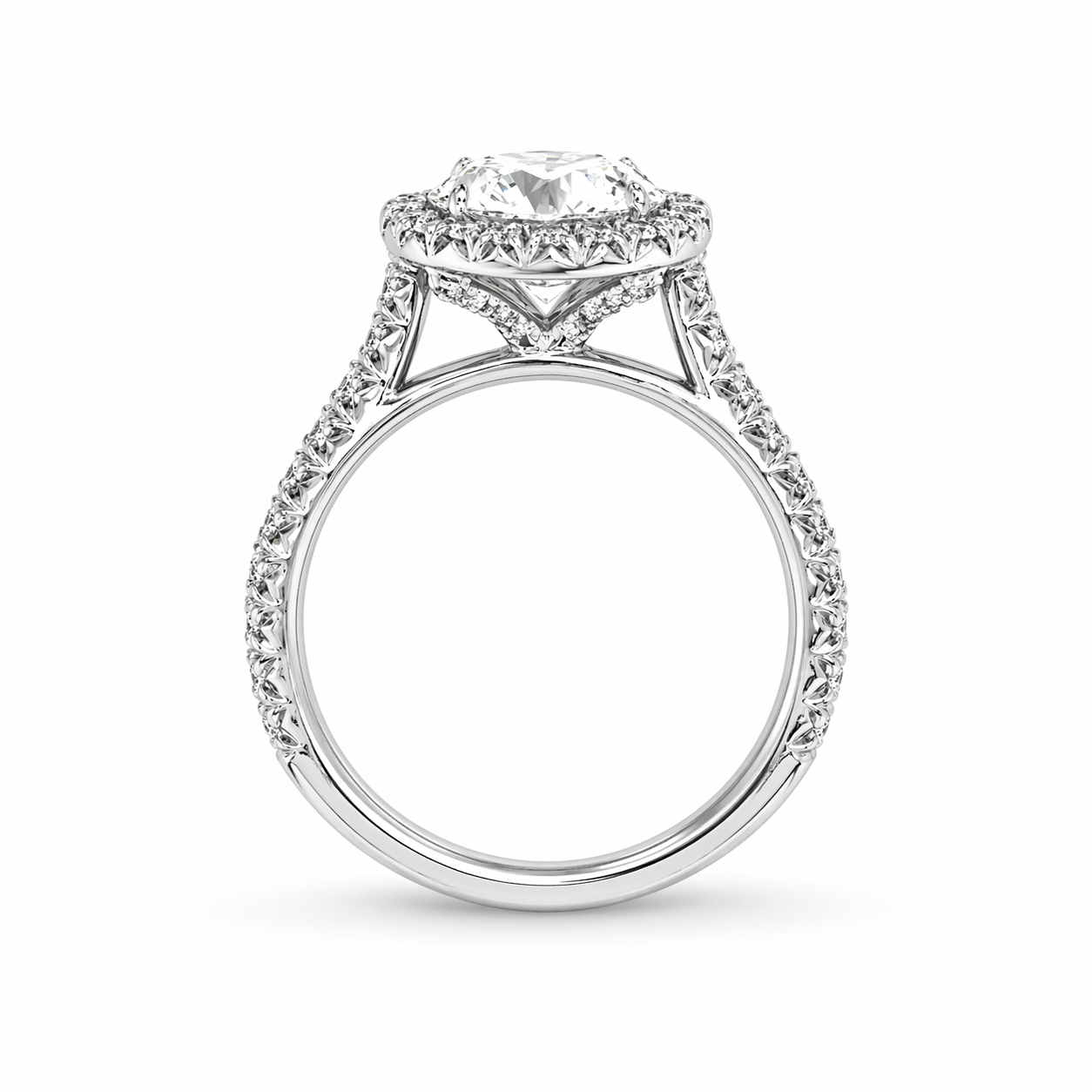 "ENGR02907" 1.80 Carat Round Diamond Halo Engagement Ring in Platinum
