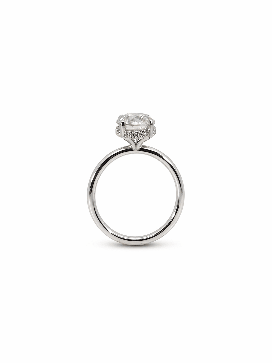 2.11 Total Radiant Cut Diamond Engagement Ring with Hidden Halo and Micro-Pave in Platinum, E VS2