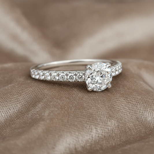 "ENGR03194" Diamond Pave Engagement Ring 18K White Gold