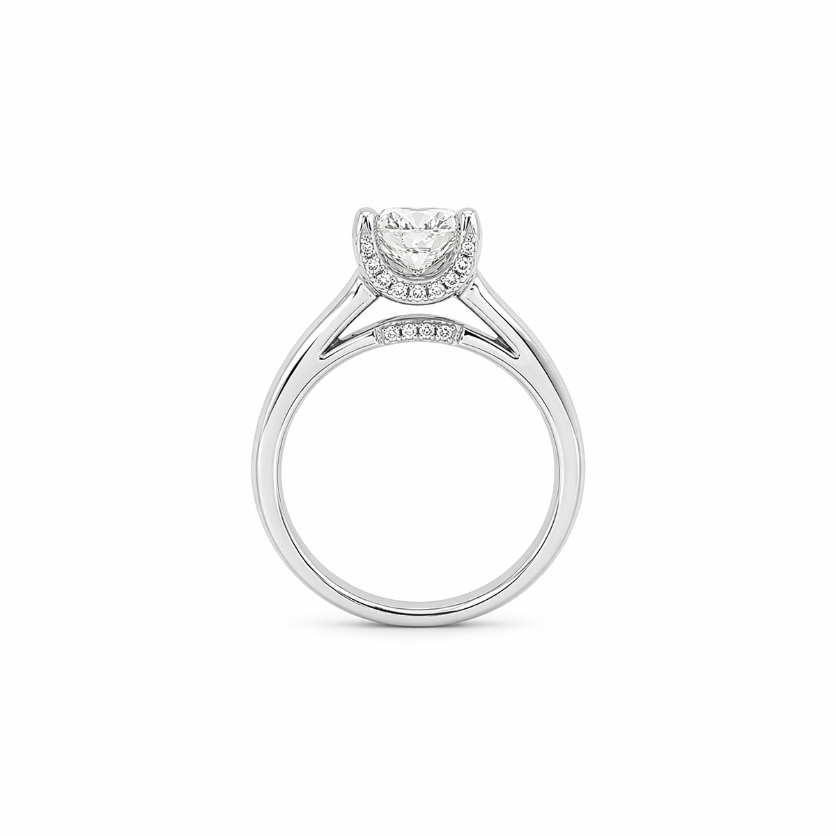 2.29 Total Carat Cushion Channel-Set Engagement Ring G VS2 White Gold