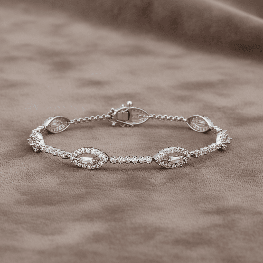 Natural Diamond Marquise Halo Tennis Bracelet BRAC10197~ 2.35 carats 18K White Gold