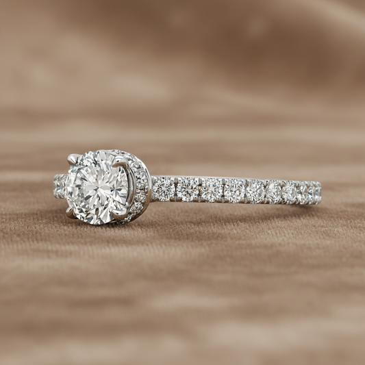"ENGR03193" 0.40 Carat GIA Round Diamond Hidden Halo Engagement Ring