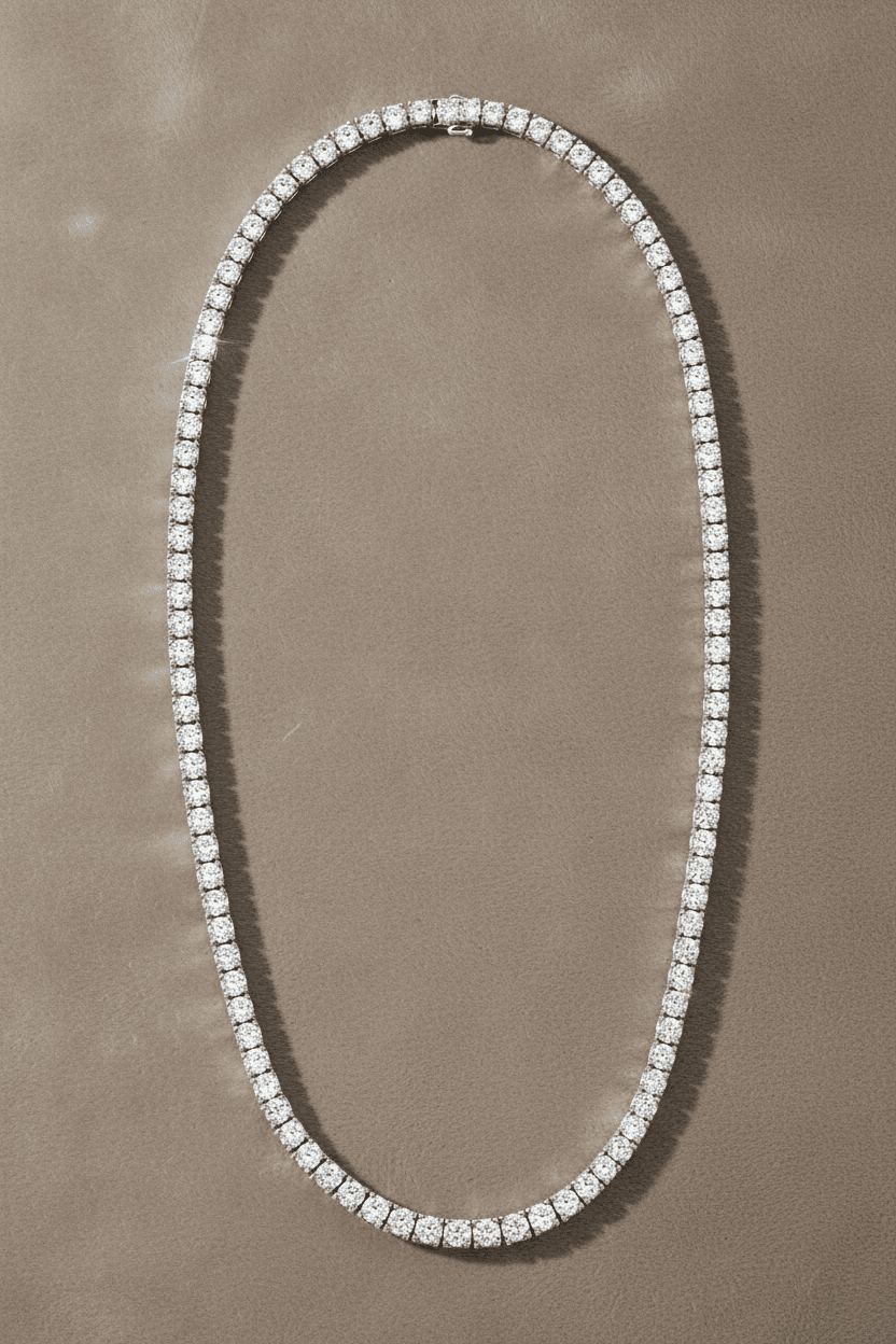 Lab Grown Diamond Tennis Necklace NECK1119 ~ 15 carats 14K White Gold