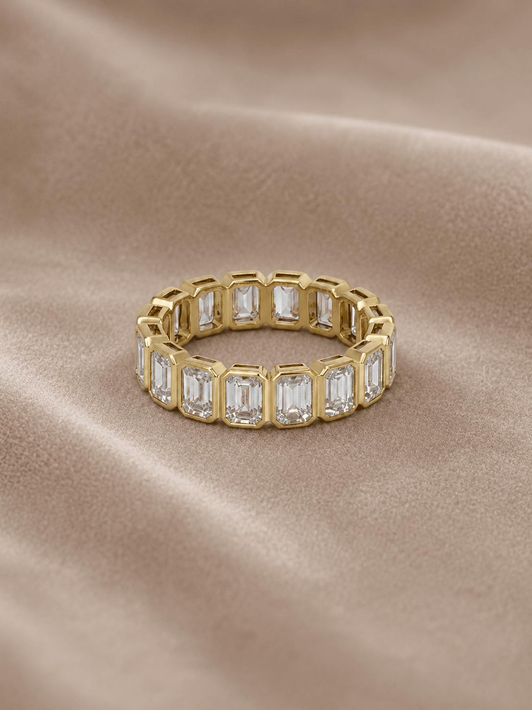 4.83 carat Lab Grown Diamond ETNBD01097~Emerald Cut Bezel Set Eternity Band