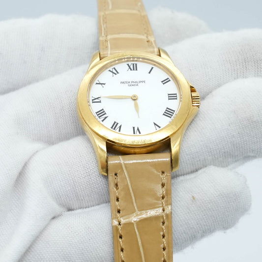 PATEK PHILIPPE 18K Yellow Gold 28mm Calatrava 4905J ladies manual winding