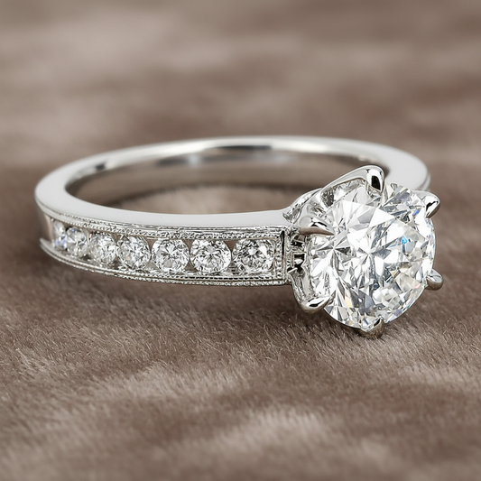 "ENGR02359" Round Cut Six Prong Diamond Engagement Ring
