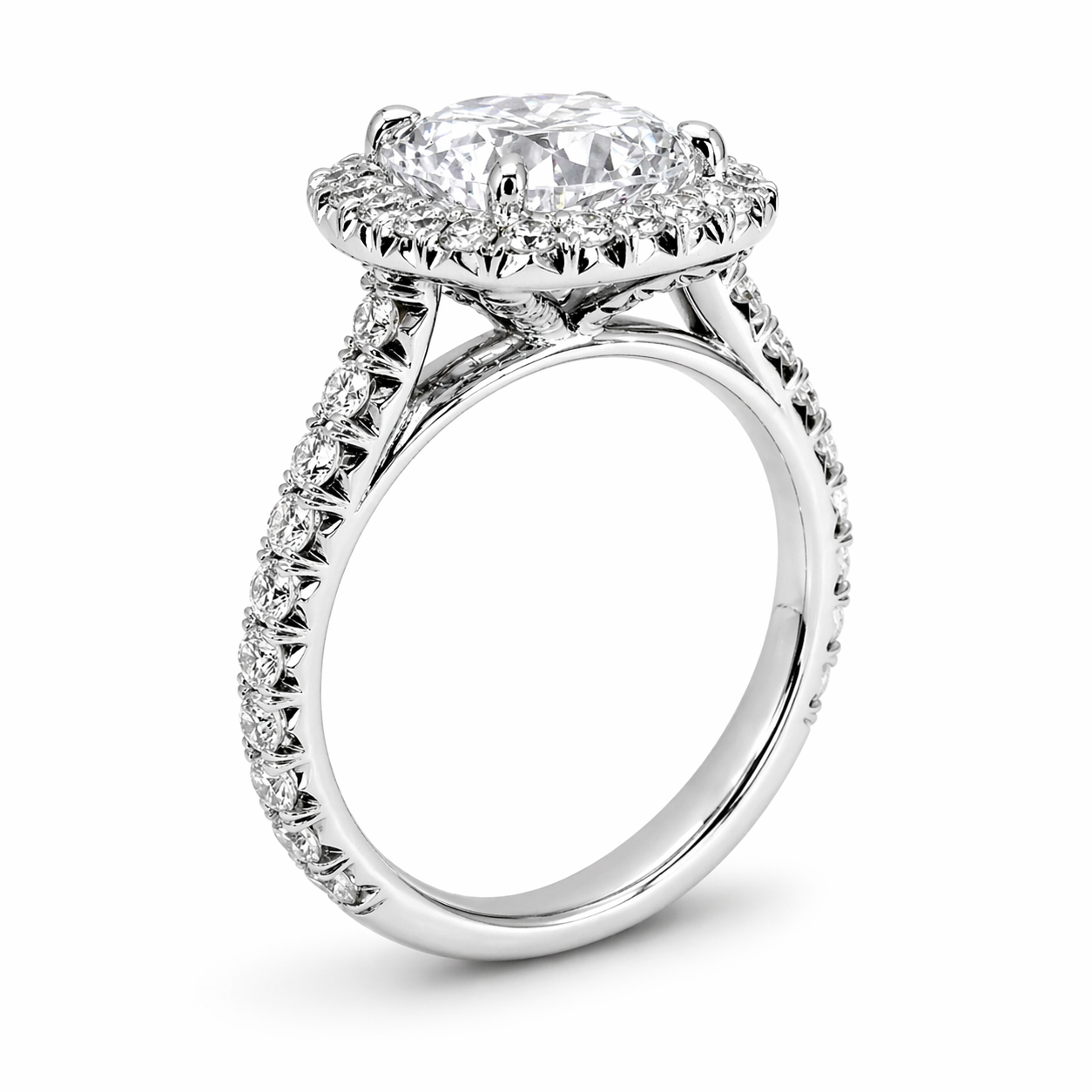 "ENGR03244" Platinum Cushion Cut Engagement Ring