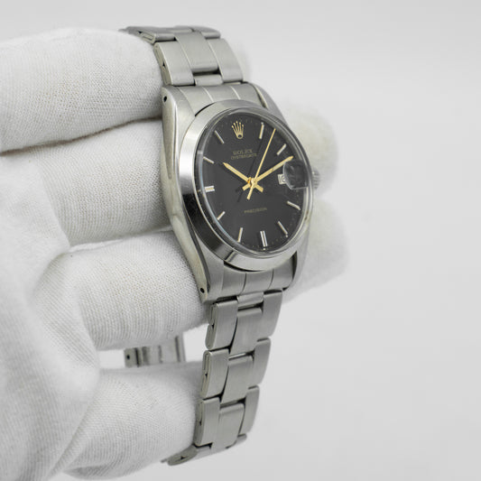 Rolex Oysterdate Precision 6694 Black Dial Oyster Bracelet 34mm