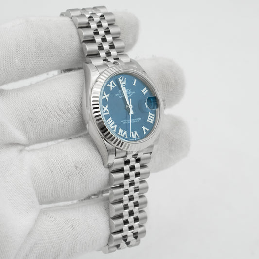 Rolex Datejust 31 Blue Roman 278274 Dial Stainless Steel Fluted Jubilee