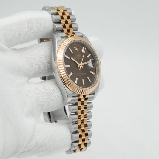 Rolex Datejust 126331 Chocolate Dial Jubilee Band Two-Tone Everose 41mm