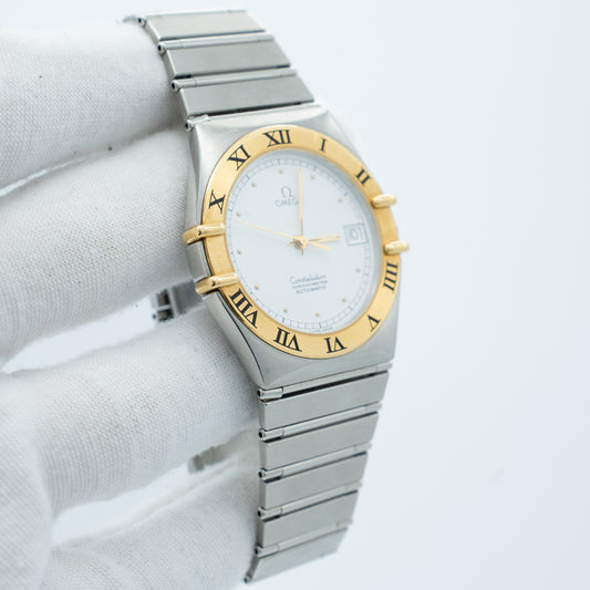 Omega Constellation Yellow Gold White Dial Stainless Steel