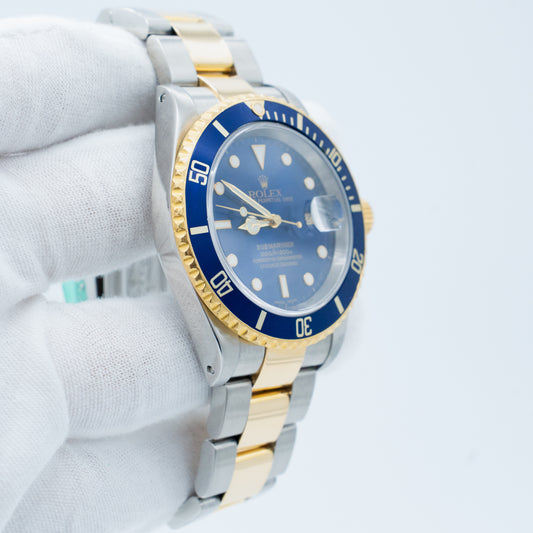 Rolex Submariner Date 16613 40mm Blue Two-Tone 18K Yellow Gold Stainless
