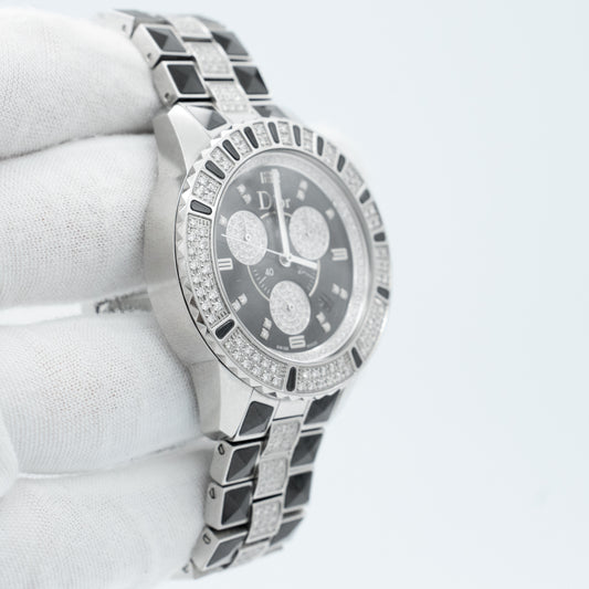Christian Dior Christal Diamond Ceramic Steel Unisex Quartz Watch CD11431D