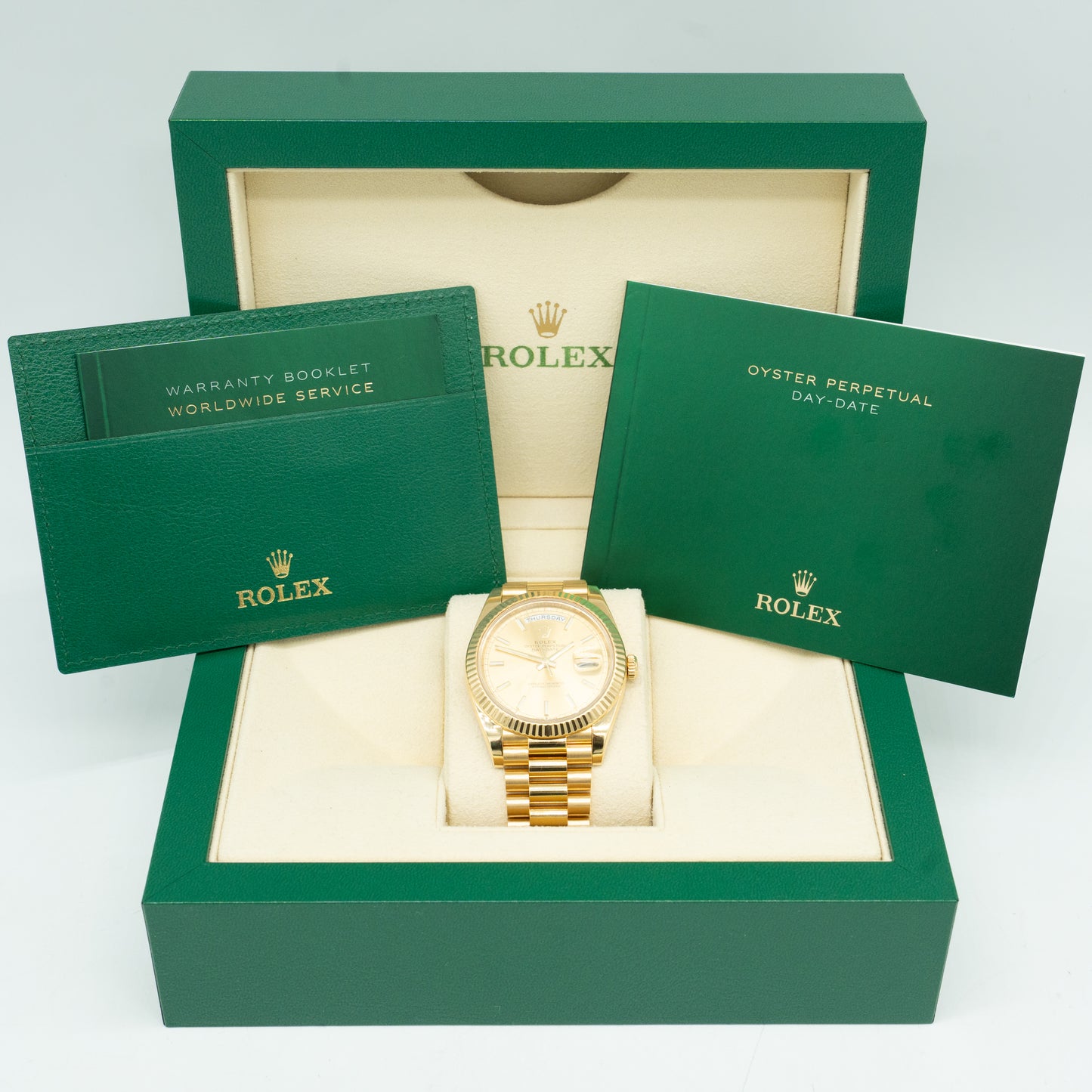 Rolex Day-Date 228238 President Champagne Solid 18k Yellow Gold