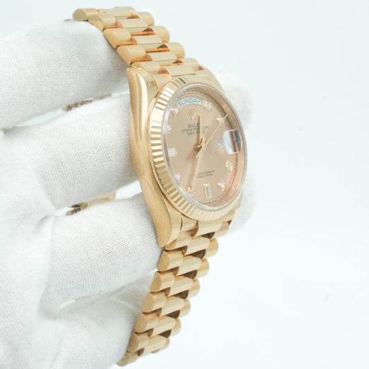 Rolex Day-Date 36mm 128235 Rose Gold President Rose Diamond Dial