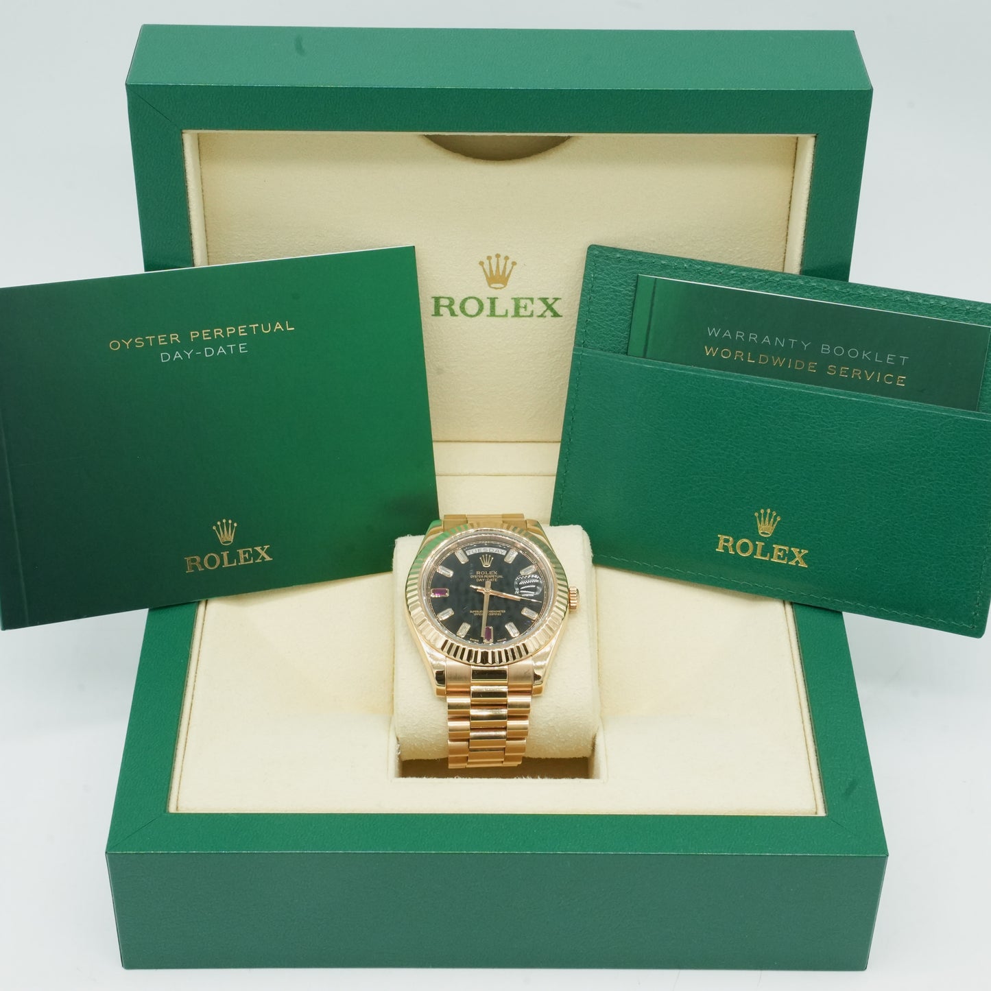 Rolex Day-Date II Diamond 2 Ruby 218235 Rose Gold 18K 41mm