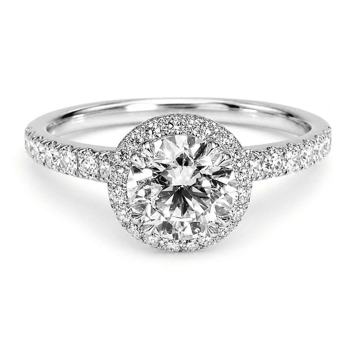 "ENGR03112" Round Cut Pave Halo Diamond Engagement Ring