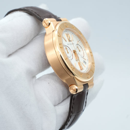 Bulgari Diagono Classic Chronograph 18kt YG Men's watch DG P 40 G CH Leather