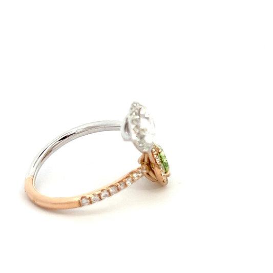 2.84 Total CT Earth Green Pear Brilliant Diamond 18K Rose&White Gold Setting GIA