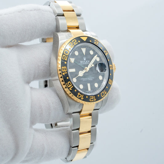 Rolex GMT-Master II Gold & Steel 116713LN Oyster Bracelet Black Dial