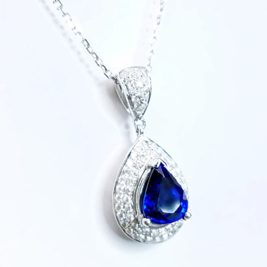"PEND01359" Sapphire and Diamond Pendant On A Chain