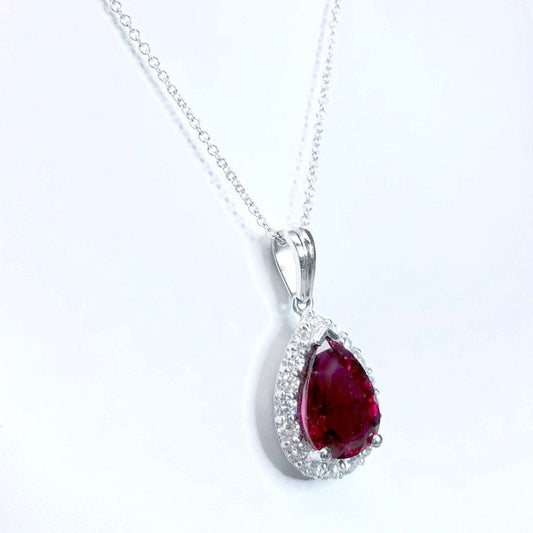 "PEND01532" Rubellite & Diamond Pendant