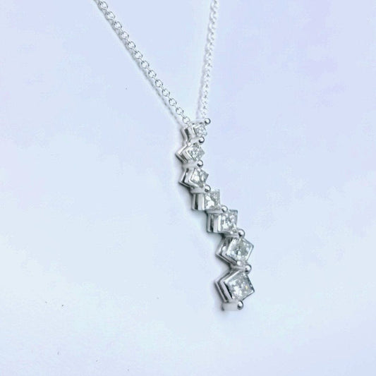 "PEND01355" CASCADE DIAMOND NECKLACE 14K WHITE GOLD