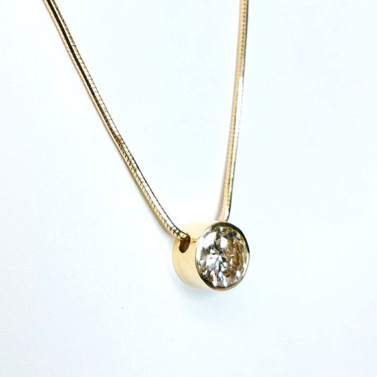 "PEND01439" Round Diamond Necklace in 14K Yellow Gold