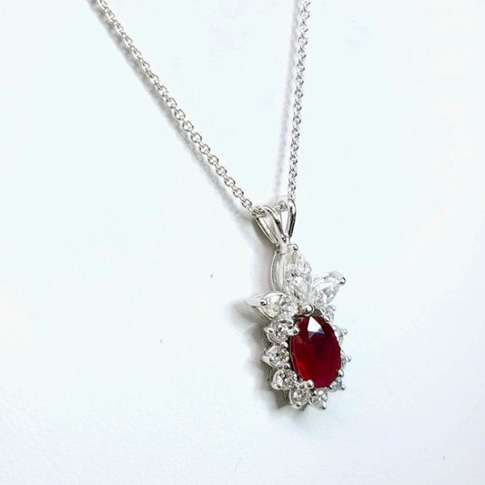 "PEND01537" Ruby & Diamond Pendant On A Chain