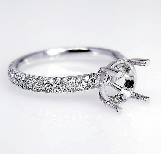"ENGR02474" Three Row Royal Pave Diamond Engagement Ring Setting