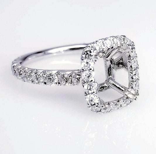 "ENGR03170" French Pave Diamond Halo Engagement Ring Setting