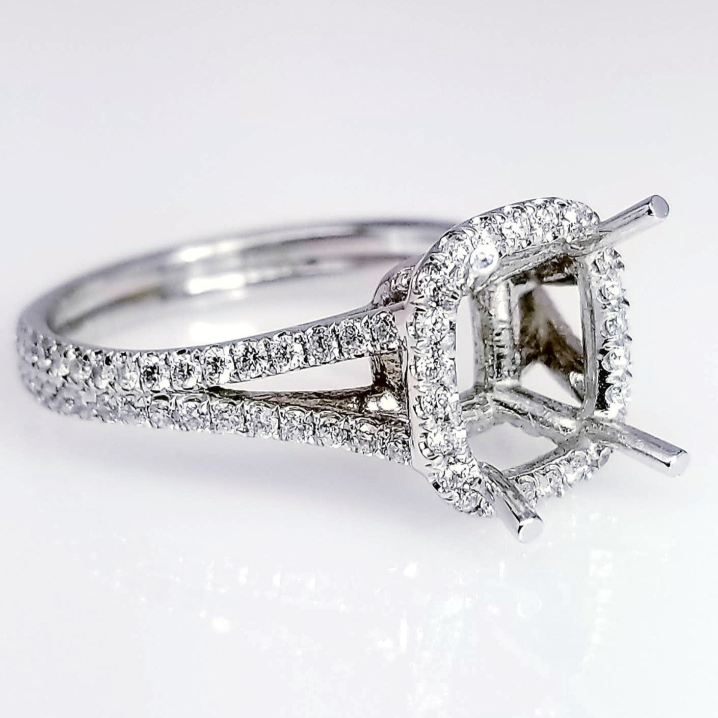 "ENGR02066" Split Shank Diamond Halo Engagement Ring Setting