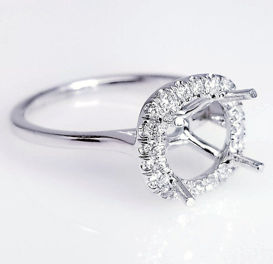 "ENGR03112" Scoop Pave Diamond Halo Engagement Ring Setting