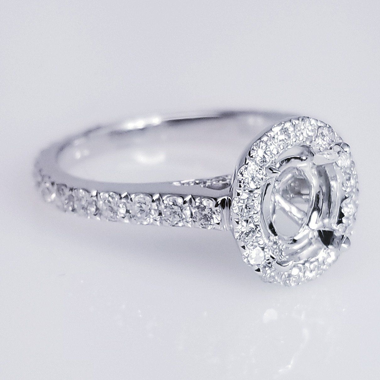 "ENGR03022" Oval Diamond Halo Engagement Ring Setting