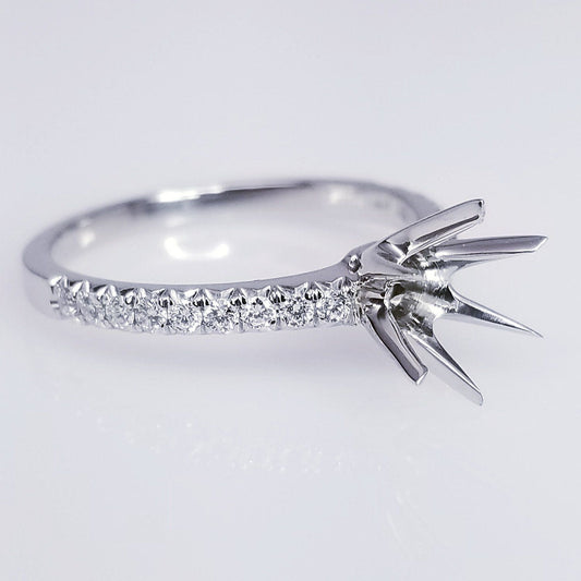 "ENGR03156" Classic Six Prong Pave Diamond Engagement Ring Setting