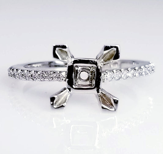 "ENGR02208" Princess Cut Pave Diamond Engagement Ring Setting in Platinum